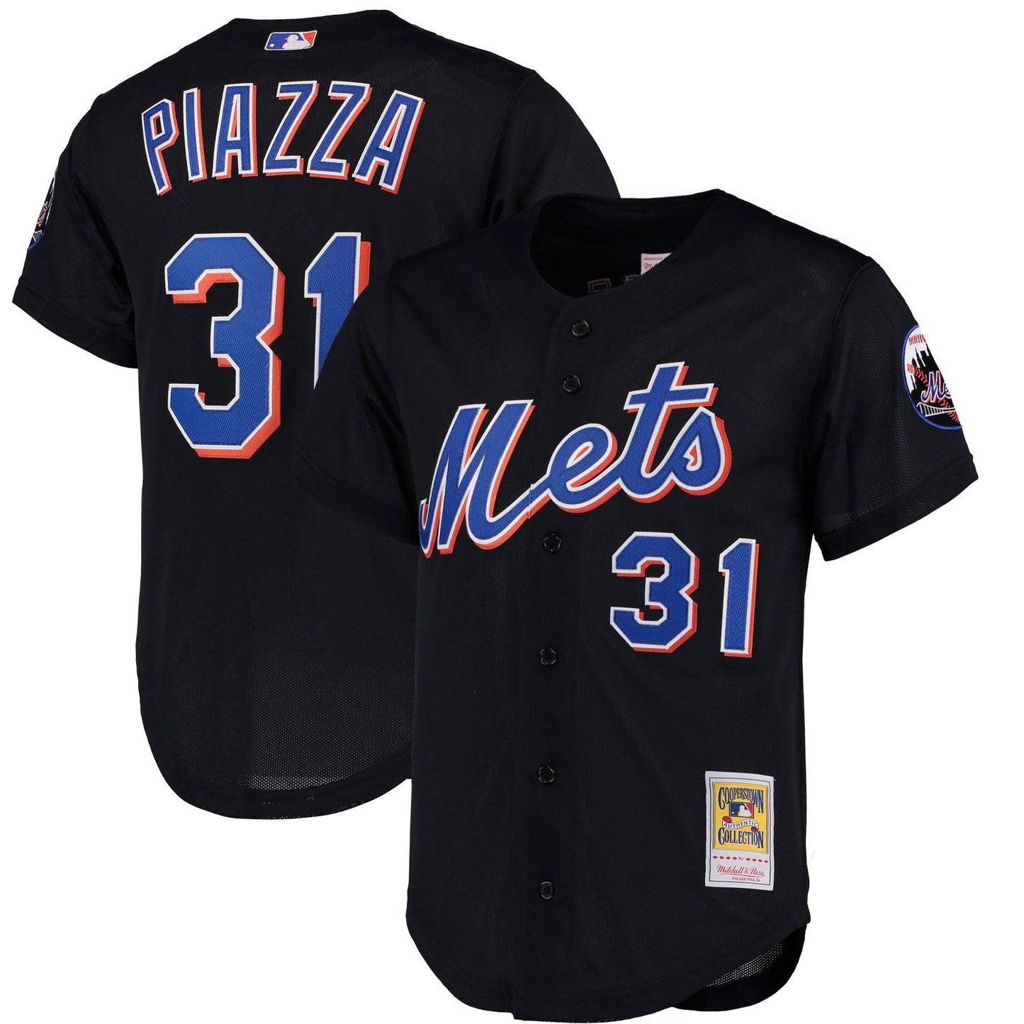 Men s New York Mets Mike Piazza Mitchell And Ness Black Cooperstown Collection Mesh Batting Practice Jersey Official Team Jersey Sports Fan Apparel Of