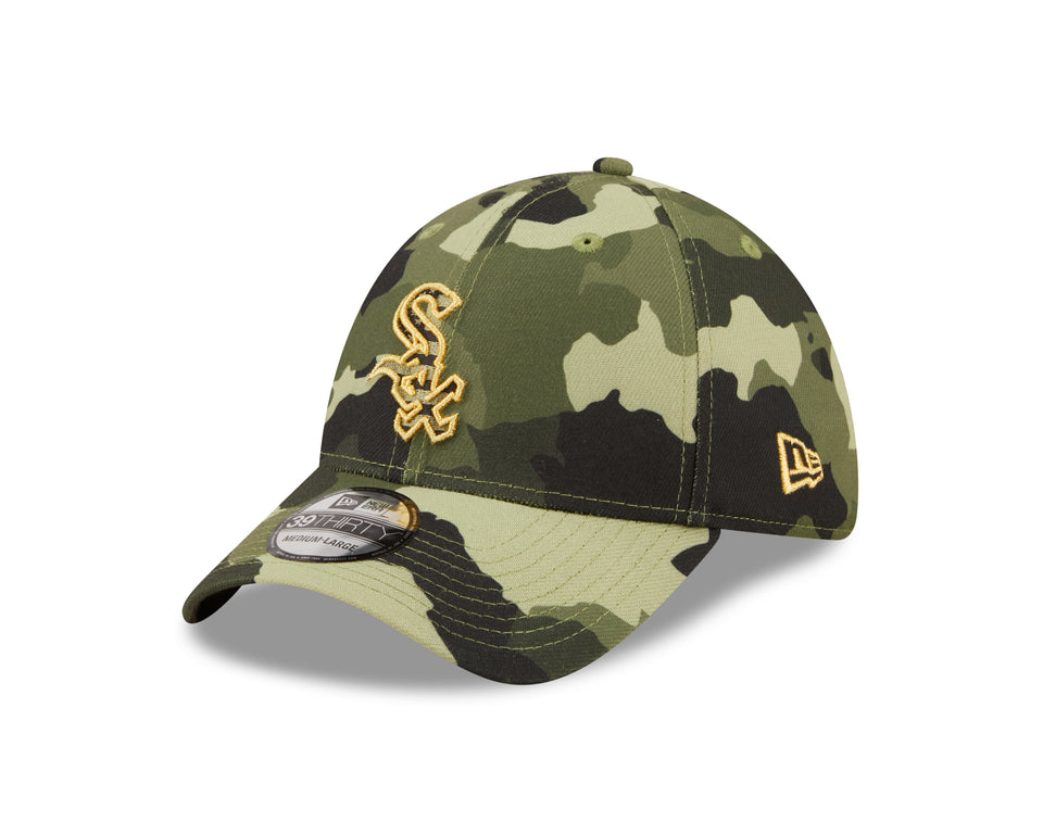 Men s Chicago White Sox New Era Camo 2022 Armed Forces Day 39THIRTY Flex Hat Official Team Hat Sports Fan Cap Official MLB Team Hat Baseball Fan Cap