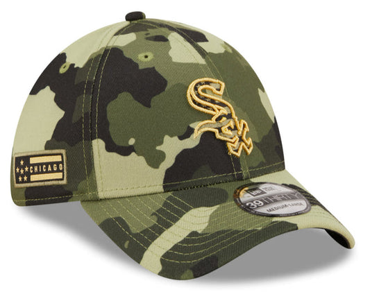 Men s Chicago White Sox New Era Camo 2022 Armed Forces Day 39THIRTY Flex Hat Official Team Hat Sports Fan Cap Official MLB Team Hat Baseball Fan Cap