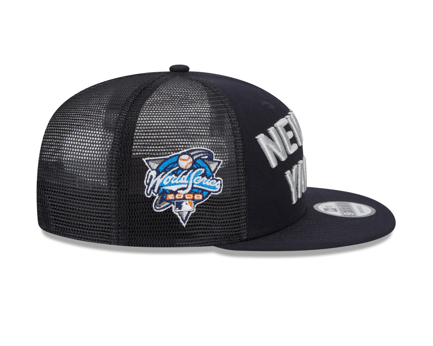 New York Yankees New Era Navy Stacked 9FIFTY Mesh Trucker Snapback Hat Official Team Hat Sports Fan Cap Official MLB Team Hat Baseball Fan Cap