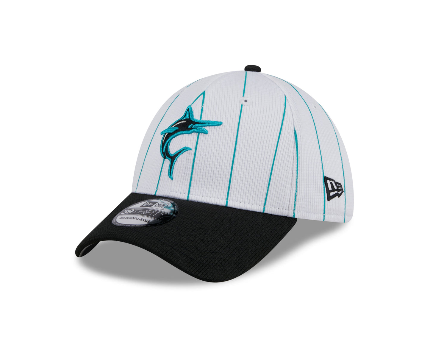 Men s Miami Marlins New Era 2024 Batting Practice White Black 39THIRTY Flex-Fit Hat Official Team Hat Sports Fan Cap Official MLB Team Hat Baseball Fa