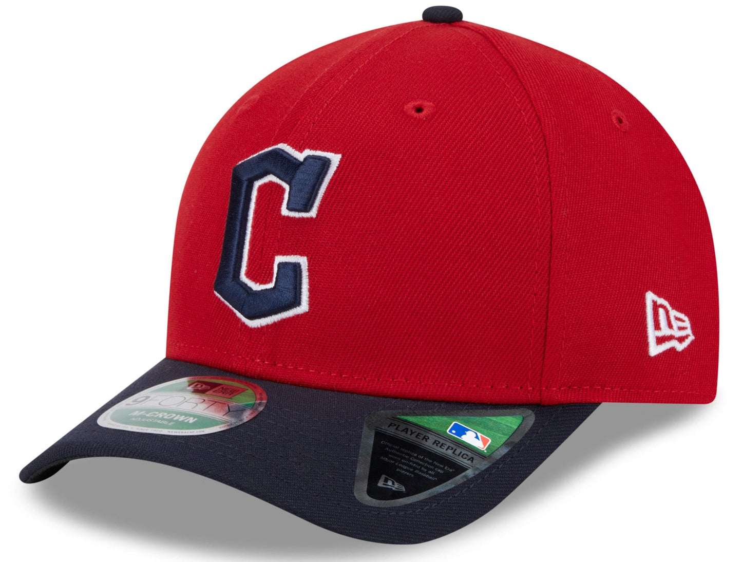Cleveland Guardians Red Navy New Era Player Replica M-Crown 9FORTY Adjustable Hat Official Team Hat Sports Fan Cap Official MLB Team Hat Baseball Fan