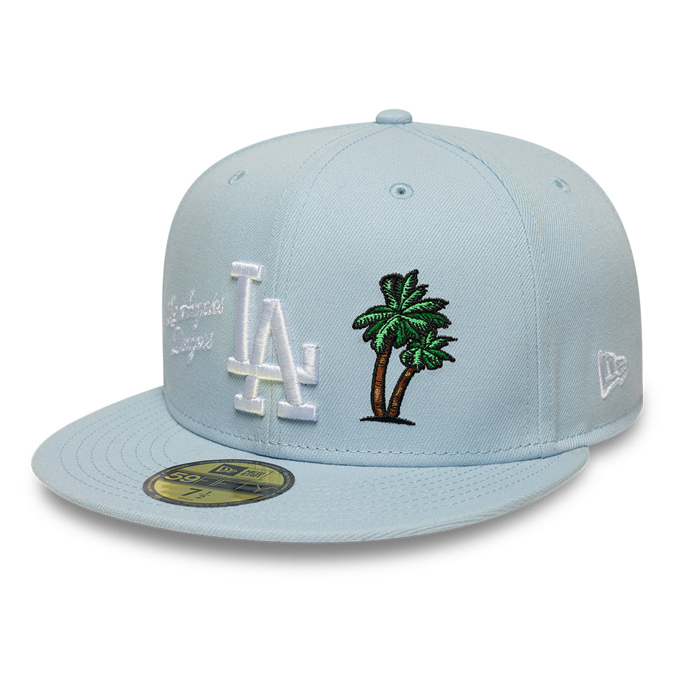 Los Angeles Dodgers MLB City Icon 59FIFTY Fitted New Era Sky Blue Official Team Hat Sports Fan Cap Official MLB Team Hat Baseball Fan Cap