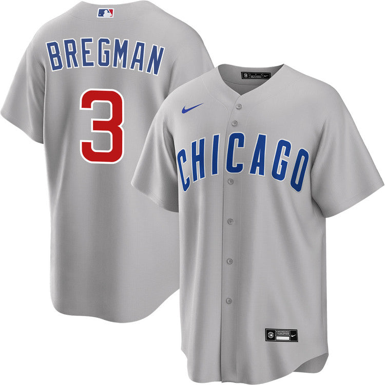 Mens Chicago Cubs Alex Bregman Road Gray Replica Jersey Official Team Jersey Sports Fan Apparel Official MLB Team Apparel Baseball Fan Gear