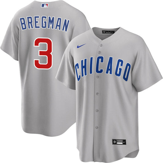 Mens Chicago Cubs Alex Bregman Road Gray Replica Jersey Official Team Jersey Sports Fan Apparel Official MLB Team Apparel Baseball Fan Gear