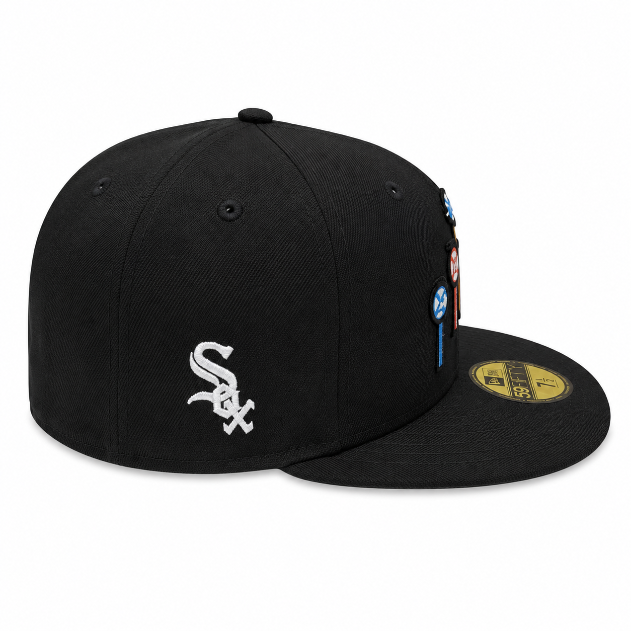 Chicago White Sox New Era Black Pinwheels 59FIFTY Fitted Hat Official Team Hat Sports Fan Cap Official MLB Team Hat Baseball Fan Cap