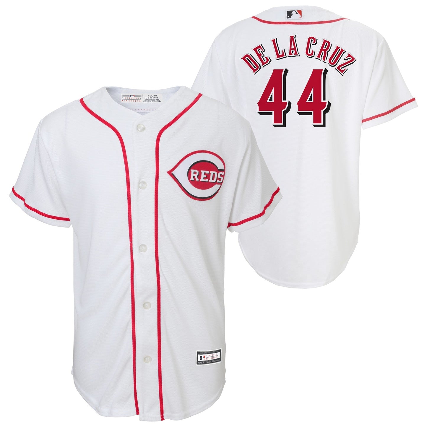 Youth Cincinnati Reds Elly De La Cruz MLB Home Replica Screen Print Jersey Official Team Jersey Sports Fan Apparel Official MLB Team Apparel Baseball