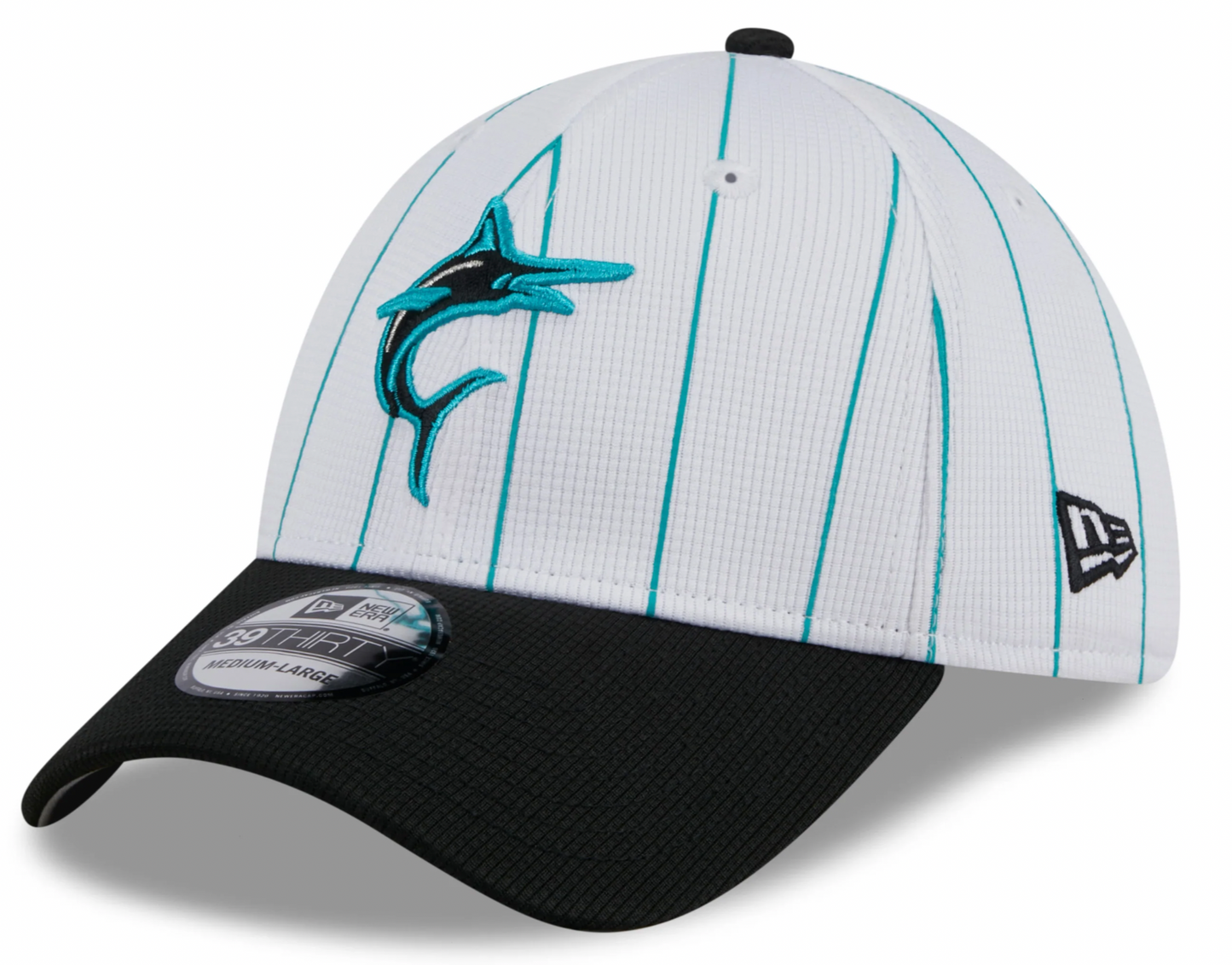 Men s Miami Marlins New Era 2024 Batting Practice White Black 39THIRTY Flex-Fit Hat Official Team Hat Sports Fan Cap Official MLB Team Hat Baseball Fa