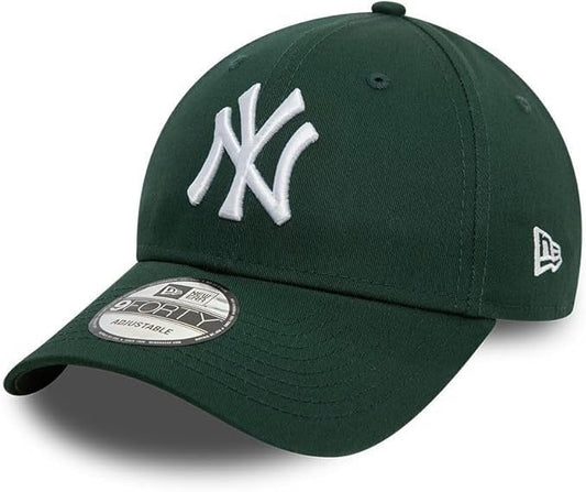 New York Yankees MLB League Essential 9FORTY Strapback New Era Dark Green White Official Team Hat Sports Fan Cap Official MLB Team Hat Baseball Fan Ca