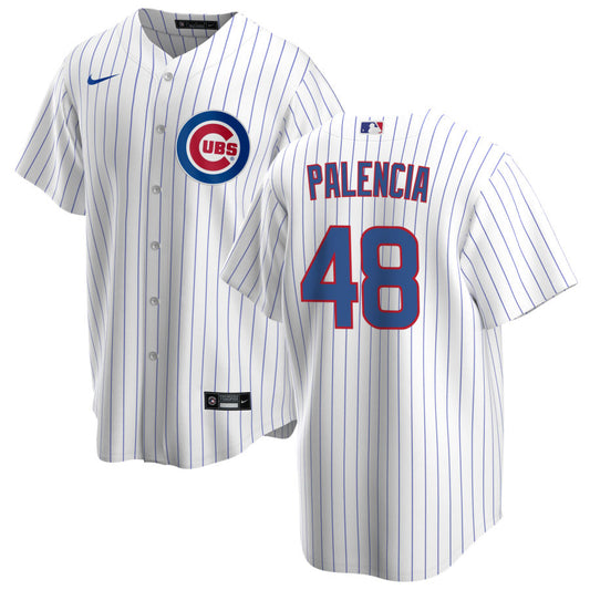 NIKE Men s Daniel Palencia Chicago Cubs Premium Twill White Home Replica Jersey Official Team Jersey Sports Fan Apparel Official MLB Team Apparel Base