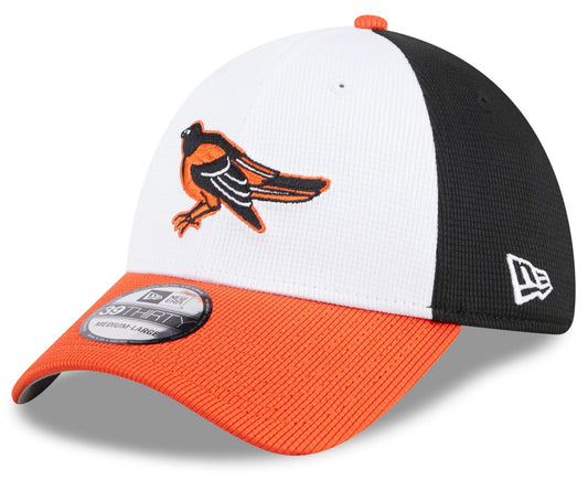 Men s Baltimore Orioles New Era White 2025 Batting Practice 39THIRTY Flex Hat Official Team Hat Sports Fan Cap Official MLB Team Hat Baseball Fan Cap