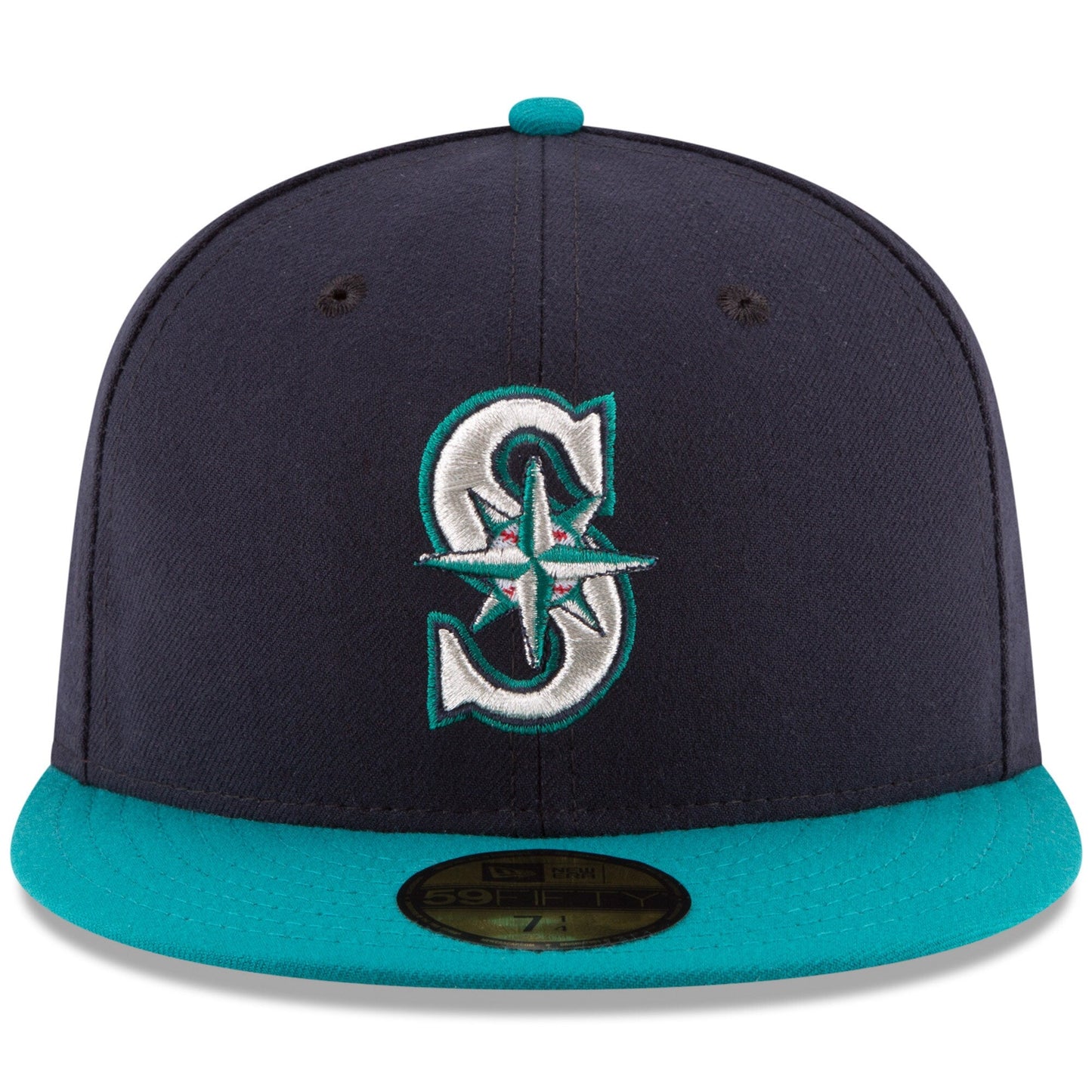 Men s Seattle Mariners New Era Navy Aqua Alternate Authentic Collection On Field 59FIFTY Fitted Hat Official Team Hat Sports Fan Cap Official MLB Team